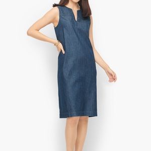 NWT Talbots Denim shift dress with embroidered detail